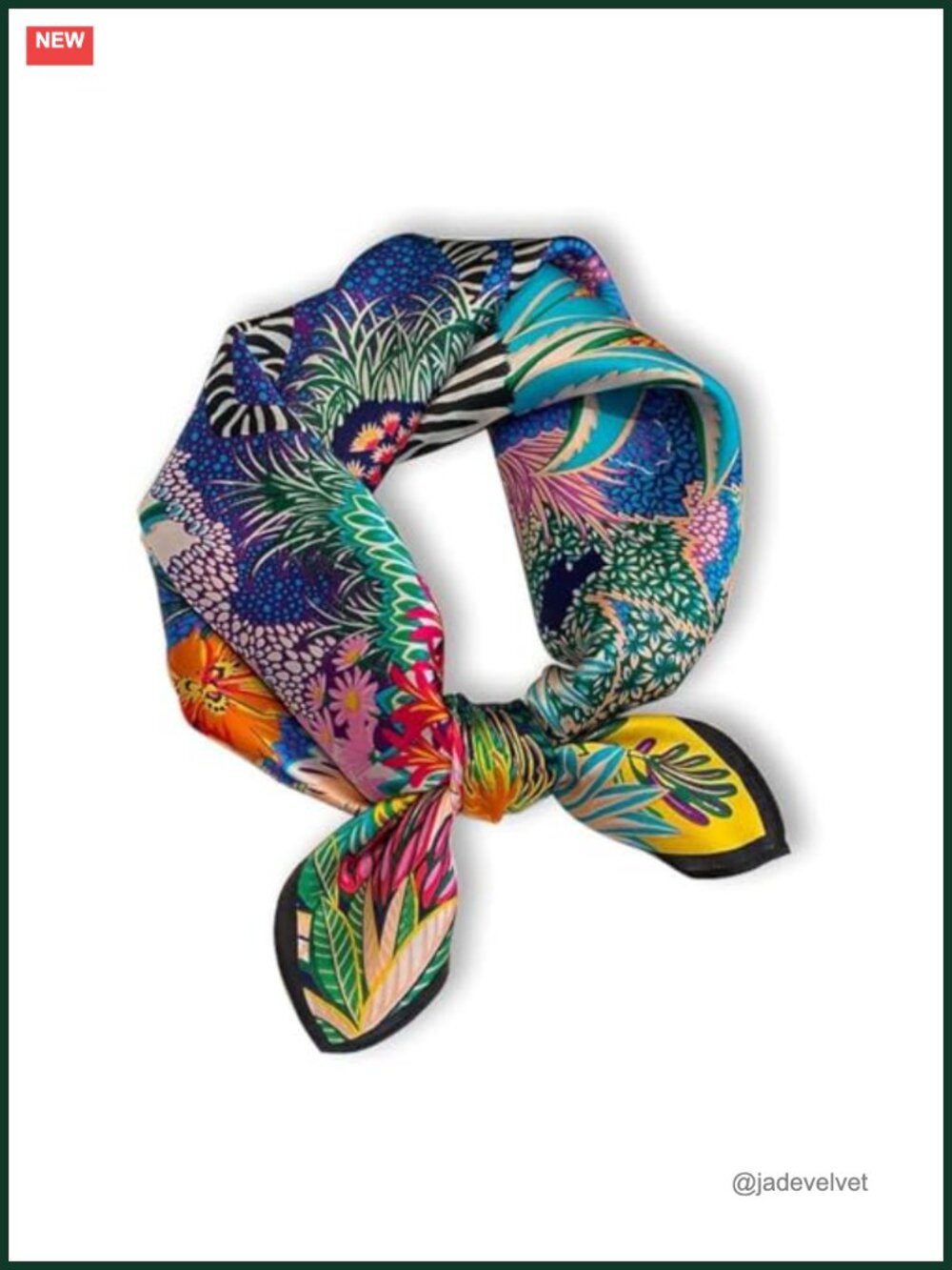 100% Mulberry Silk Neck Scarf 21x21 Lightweight Digital Print Neckerchief